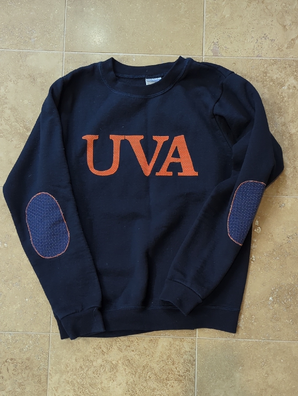 Navy UVA Crewneck Sweatshirt with Elbow Patches - Ladies size Small